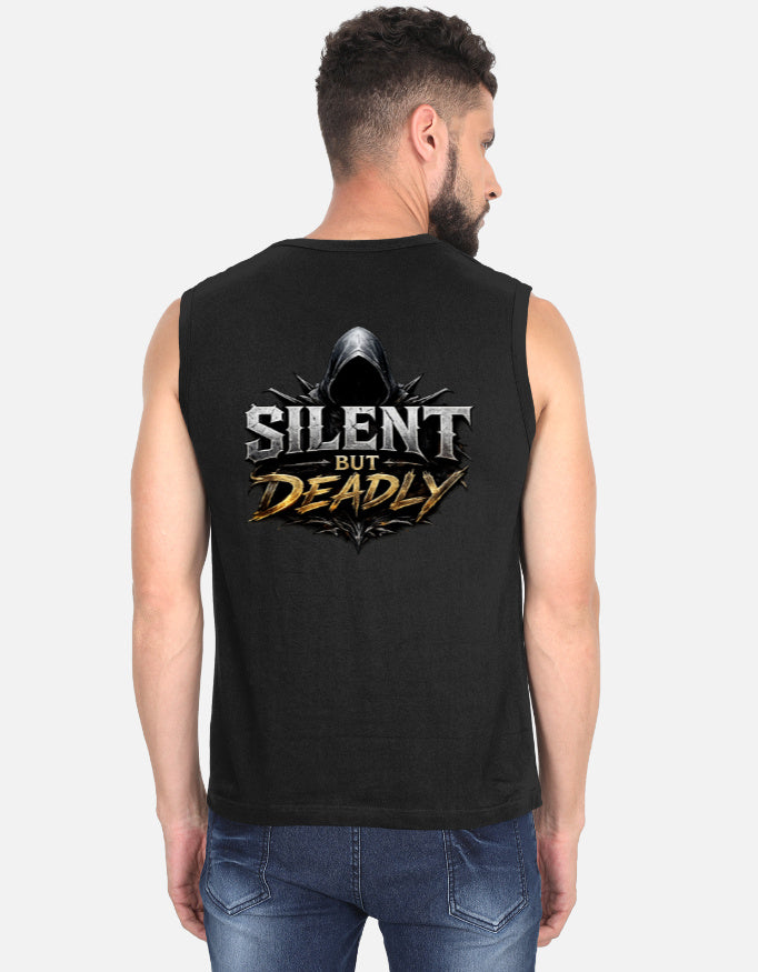 Beast Mentality Mens Sleeveless Tee Power Black Vest 180 GSM gym tank India