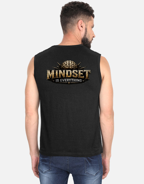 Beast Mentality Mens Sleeveless Tee Gym Black Stringer 180 GSM athletic fit gym wear India