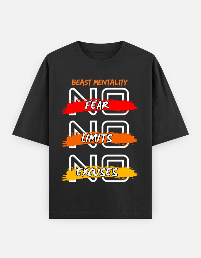Beast Mentality Oversized Tee Premium Black Graphic 240 GSM streetwear India