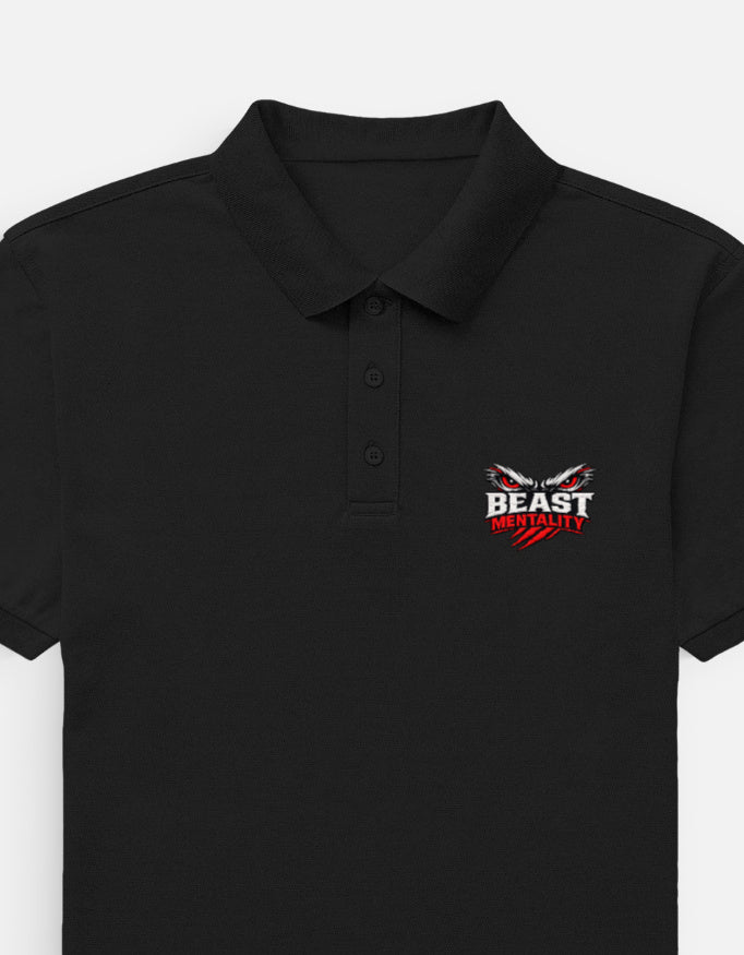Beast Mentality Mens Polo Tee Premium Airtex Black breathable polo India